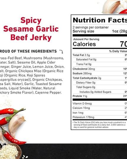Country Archer Grass-Fed Beef Jerky Variety Pack - Beef Jerky Snack Packs, Beef Jerky Assortment, Jerky Sampler with Classic, Mustard BBQ and Spicy Sesame Garlic - 2 oz (Pack of 6)