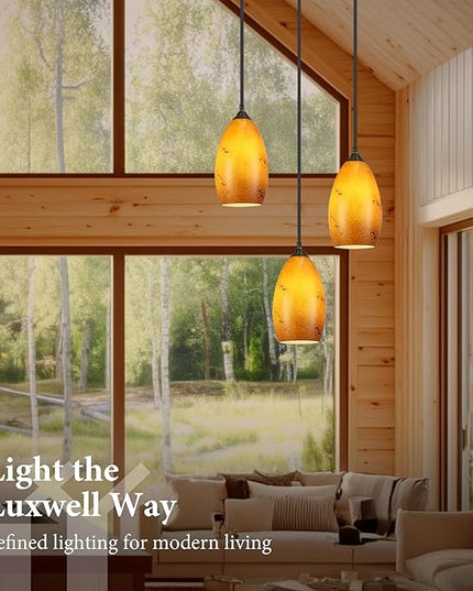 Pendant Lighting, Modern Handblown Amber Color Glass, Oval Art Shade Hanging Light, Oil Rubbed Bronze Finish for Kitchen, Dining Room, Foyer Decor 4.7" Shade (1 Pack)