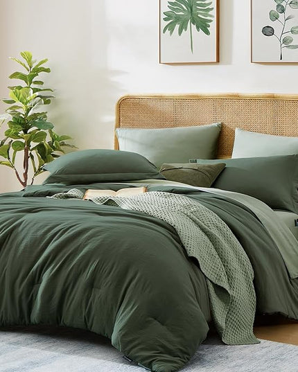 WRENSONGE Twin Comforter Set- 5 Pieces Deep Forest Twin Bed in a Bag, All Season Twin XL Bedding Sets with 1 Fitted Sheet, 1 Flat Sheet, 1 Pillow Sham and 1 Pillowcase