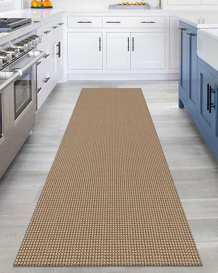 KOZYFLY Runners for Hallways 3x8 ft Washable Kitchen Runner Non Slip Rubber Backed Hall Runners Cotton Entryway Runner Rugs Floor Carpet for Indoor Backdoor Bedroom Kitchen, Tan/Orange/Brown