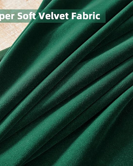 Joydeco Dark Green Velvet Curtains 108 Inches Long, Luxury Grommet Blackout Curtain 2 Panels, Thermal Insulated Privacy Room Darkening Window Drapes for Bedroom Living Room Home Theatre (52Wx108L)