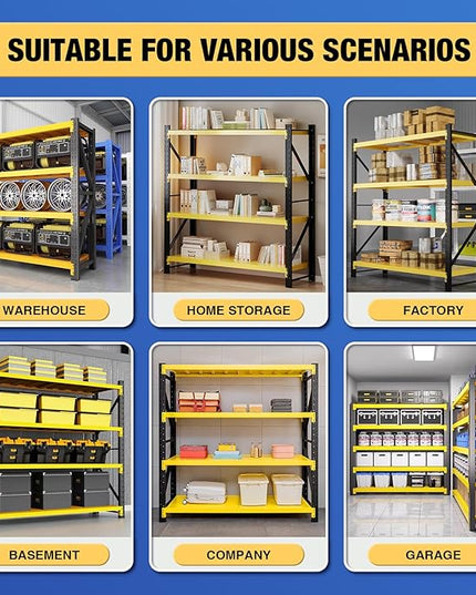 torage Shelves,Garage Shelving Heavy Duty Metal Adjustable Garage Shelves, Shelving Units Industrial Shelving for Warehouse (Yellow and Black, W47.2*D19.7*H78.7)