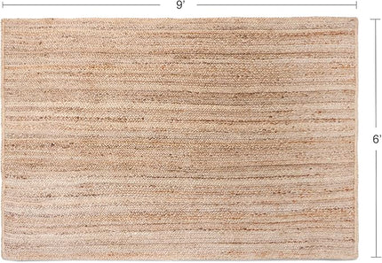 REDEARTH Rectangular Area Rug - Hand Woven Braided 100% Natural Jute - Artisan Made Boho Jute Rugs for Bedroom - Kitchen - Living Room - Farmhouse - Aesthetic Home Decor (6'x9' - Natural)