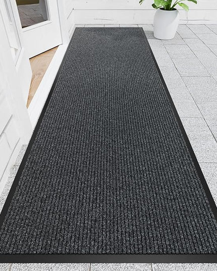 Front Door Mat, 3' x 10' Heavy Duty Indoor Outdoor Welcome Mat for Entryway, Commercial Entrance, Low Profile, Non-Slip, Durable Rubber Backing for Patio, Home