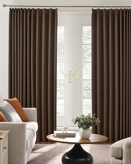 Chocolate Brown Espresso Pinch Pleated Blackout Curtains 102 Inches Long,Thermal Insulated Pinch Pleats Window Curtains Panels Drapery for Bedroom, Living Room,Office, 40" W x 102" L, Set of 2