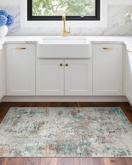 Modern Abstract 2x3 Area Rug Non Slip Non Shedding Low Pile Stain Resistant Rug for Entryway Kitchen Bedroom,Colorful