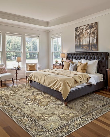 Ciicool Vintage Washable Area Rug 8'x10' Large Oriental Print Rugs，Ultra Soft Carpet for Bedroom, Living Room, Under Table, Office,