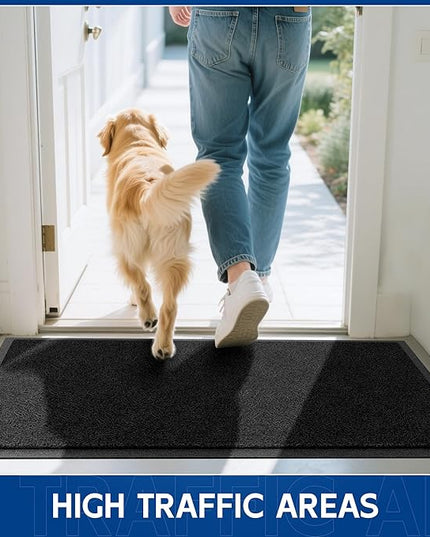 Sturdy Front Door Mat, 72" x 24" Heavy Duty Indoor Outdoor Doormat for Entryway, Fade Resistant, Waterproof Low Profile Entry Mat, Non Slip Welcome Mat for Outside Entrance, Patio, Home