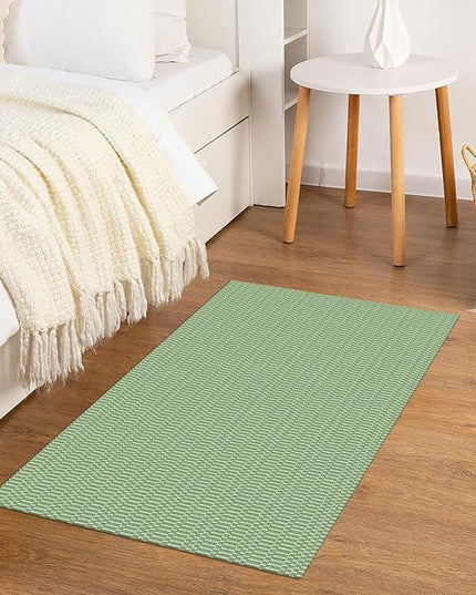 KOZYFLY Washable Area Rug 2x3 Ft Small Entryway Rug Indoor Door Mat Throw Rugs with Rubber Backing, Braided Cotton Floor Carpet for Front Entrance Bathroom Kitchen Foyer, Sage Green