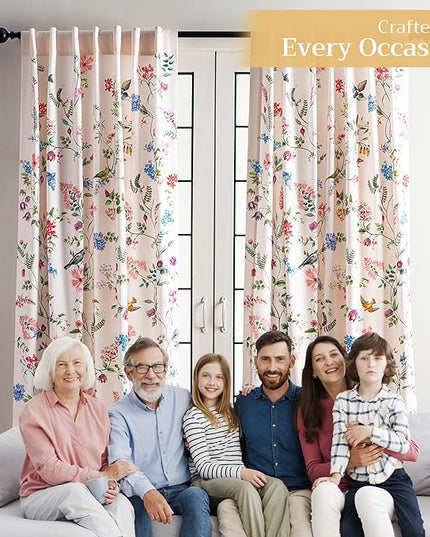 Maison d' Hermine Curtains for Living Room 100% Cotton 84 inch Length One Panel Light Filtering Curtains for Bedroom Windows with Rod and Loop Pockets Drapes (Neo Ipomee Multicolor, 50" W x 84" L)