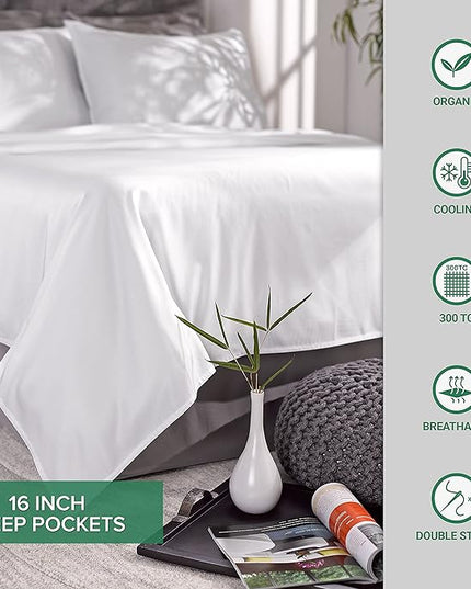 Pure Bamboo King Sheets, Genuine 100% Organic Viscose Derived from Bamboo Bed Sheet Set, Luxuriously Soft & Cooling, Double Stitching, 2 Year Quality Promise (King, Almond)