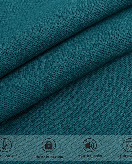 Easy-Going Linen Look Blackout Curtain 108 Inch Length Grommet Window Curtain for Bedroom, Living Room Thermal Insulated Room Darkening (Set of 2 Panels, Peacock Blue)