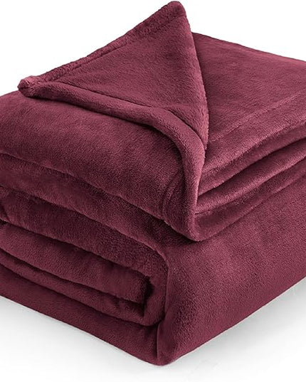 Bedsure GentleSoft Fleece Blankets Queen Size Red Burgundy - Bed Blanket Soft Lightweight Plush Fuzzy Cozy Luxury Microfiber, 90x90 inches
