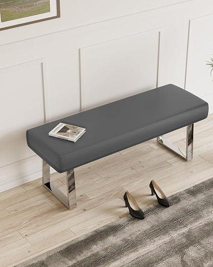 JIEXI Bedroom Bench Bed end upholstered Bench Indoor Corner Small Bench, with Metal Legs,for Kitchen entryway Dining Room and Living Room Window, Plant Bench, Footstool