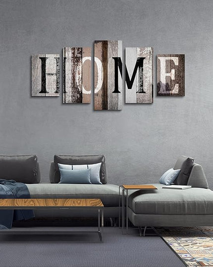 LUDUHU Love Sanctuary Canvas Print Wall Art - 5 Pieces Sweet Home Sign Wall Art,white Home Sweet Heart Painting,modern Family Wall Decor (G,Oversize 60x30inch)