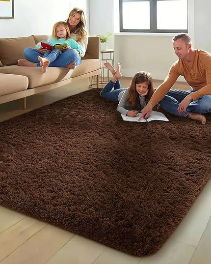 Ophanie Brown Rugs for Living Room Bedroom, 5x8 Fluffy Fuzzy Furry Carpet, Plush Soft Shaggy Bedside Indoor Floor Area Rug for Kids Girls Boys Baby Teen Dorm Nursery Home Decor Aesthetic