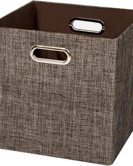 Storage Bins Cube Containers Boxes,Thick and Heavy Duty Fabric Drawers, 11×11 inch- Set of 4,Brown