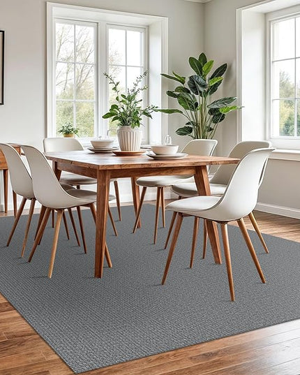 KOZYFLY Washable Area Rug for Living Room 6x9 Ft Non Slip Rubber Backed Bedroom Rug Braided Cotton Dining Room Rug, Large Floor Carpet for Living Room Dining Room, Grey