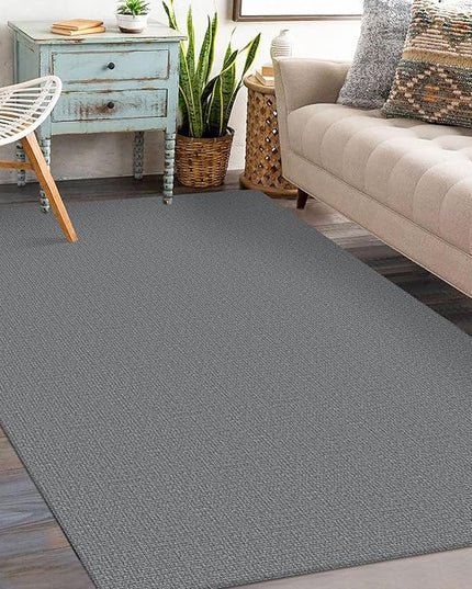 KOZYFLY Washable Entryway Rug 3x5 Ft Area Rugs Cotton Rubber Backed Throw Rugs Indoor Door Mat Kitchen Rugs Braided Floor Carpet for Front Entrance Kitchen Living Room, Grey