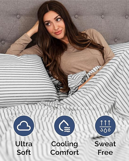 Split King Size 5 Piece Sheet Set - Comfy Breathable & Cooling Bed Sheets Set - Hotel Luxury Bedding for Women, Men, Kids, Teens, Boys & Girls - Deep Pockets & Wrinkle Free - Oeko-Tex - Grey Stripes 2