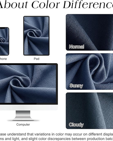 Naturoom Vintage Blue 60 Inch Shower Curtain - Stall Narrow Half Linen Ultra Thick Fabric Shower Curtain Set with Hooks, Boho Farmhouse Rustic RV Camper Bath Curtains for Bathroom, 60x72