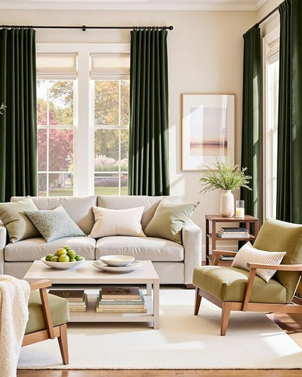 Lazzzy Green Velvet Curtains 84 Inch Long Blackout Thermal Insulated Room Darkening Lined Curtain Drapes Luxury Back Tab Window Treatments for Bedroom Living Room 2 Panels, 52 x 84 Inch, Moss Green
