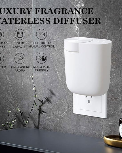 Plug-in Diffuser, Waterless Scent Air Machine, Bluetooth/Manual Dual-Control, 500 Sq. Ft Coverage Luxury Fragrance Diffuser, Essential Oil Aroma Diffuser for Home, Office, Small Room, Spa