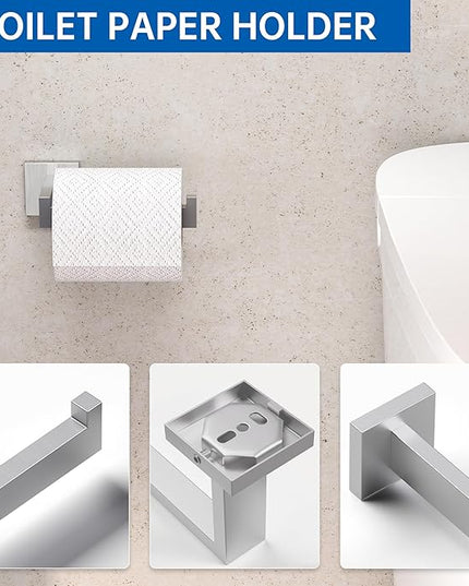 10-Piece Bathroom Hardware Accessories Set, 23.6 Inch SUS304 Stainless Steel Towel Bar Set, Wall Mounted Bathroom Towel Holders, Towel Hooks with Toilet Paper Holder