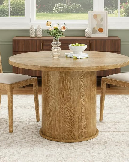 Farini 43" Round Dining Table for 4-6,Modern Kitchen Room Table with Wood Top & Sturdy Metal Base,Walnut