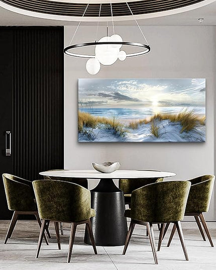 Lapremoly Large Wall Art Canvas for Living Room, Bedroom, Office - Modern Ocean Beach Decor - Blue Sea Landscape Pictures Prints Artwork Home Mural 20"X40"