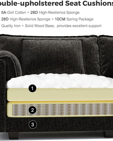 ELUCHANG Oversized 153" Modular Sectional Sofa, Comfy Deep Seat Cloud Couch, Sleeper Sofa Bed, 8 Seat Modern Couch with Removable Cover for Living Room, Apartment, DIY Combination, Chenille Black