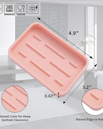 Silicone Kitchen Sink Organizer Tray for Multiple Usage,Easy Clean Sponges Holder for Kitchen Bathroom Counter or Sink,Dish Soap Dispenser,Scrubber,Bottle,Cup Pink 4.9”x 3.2”