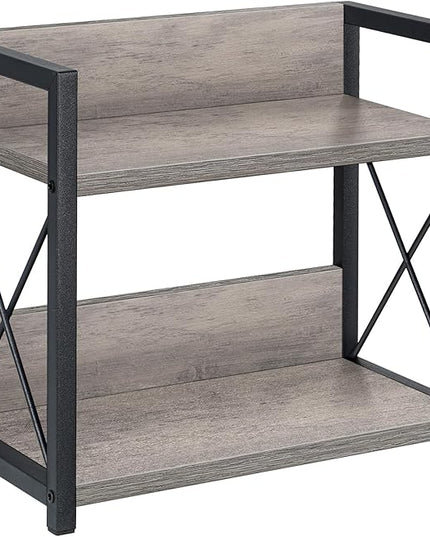 Giikin Countertop Shelf Organizer, 2 Tier Kitchen Spice Rack Organizer for Countertop, Wood Coffee Counter Shelf Organizer for Home (Grey, S)