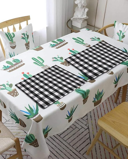 Urban VillaPlacemats for DiningTable 100% CottonPlacemats 14''x20''Over Sized Tablemats Set of 6 Placemats Black/White BuffaloCheckTablemats for Family DinnersWedding PartiesPlacemats