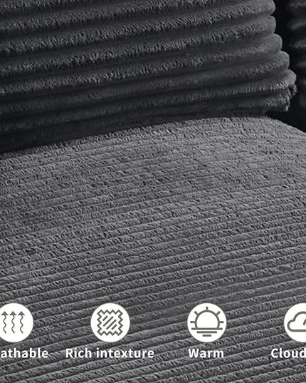 PELUMY 108.7" L-Shaped Cloud Couch with Memory Foam, Modular Sectional Sofa with Oversized Chaise, No Assembly Required Sleeper Sofa for Small Space Living Room, Apartment (Grey, Corduroy)