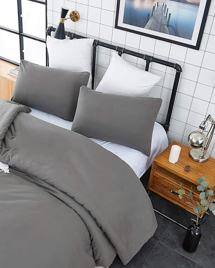 CLOTHKNOW Dark Grey California King Comforter Set 3Pcs Gray Bedding Comforter Sets All Season Grey Comforter Men Women Comforter with 2 x Pillow Cases