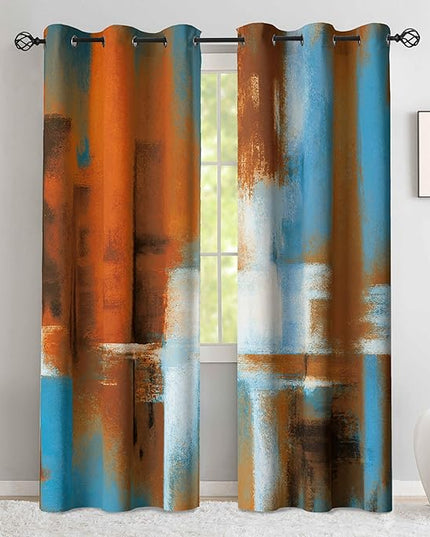 Asuexpect Rust Curtains 2 Panels Abstract Curtain Room Darkening Grommet Window Drapes Modern Decorative Window Treatments for Bedroom Living Room, 42x63 Inches
