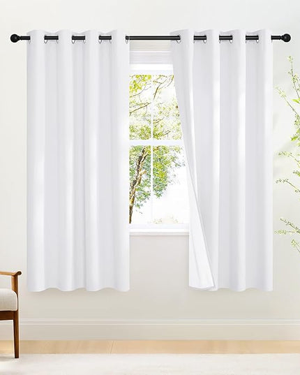NICETOWN Pure White 100% Blackout Curtains 72 inches Long with White Liner, Grommet Thermal Drapes Privacy Window Treatments for Bedroom/Night Shift, 1 Panel, W52 x L72