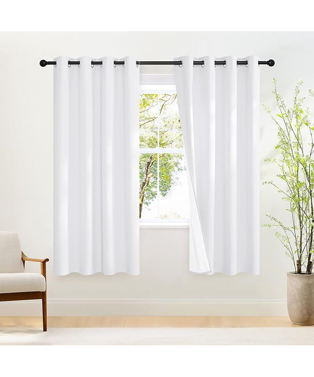 NICETOWN White Black Out Curtains 72 inch Long, Grommet Full Blackout Thermal Insualted Window Treatments for Bedroom, 2 Panels, W52 x L72