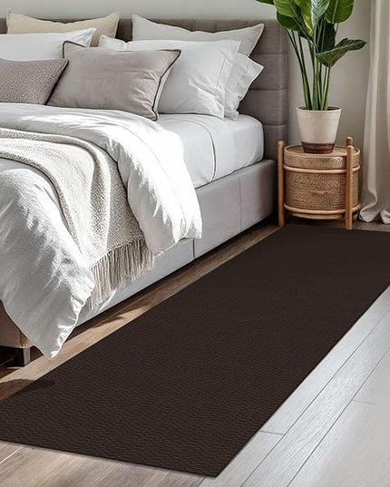 KOZYFLY Washable Runner Rug 2x7 ft Hallway Runner Kitchen Runner Rugs with Rubber Backing Bobo Entryway Runner Indoor, Carpet Runners for Hall Entrance Bedroom, Dark Coffee/Brown