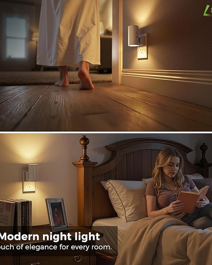 L LOHAS LED Night Light Plug in, 2 Pack, Night Lights Plug into Wall, Light Sensor, Cement Gray Housing, Soft White Nightlight, 3000K 100LM Dimmable Nightlights for Hallway Bedroom Stairway