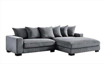 Luxe Oversized Two-Piece Sectional Couches for Living Room, 102.4-Inch L Shaped Sofa with Chaise, Upholstered with Corduroy Fabric, Grey - Right Facing