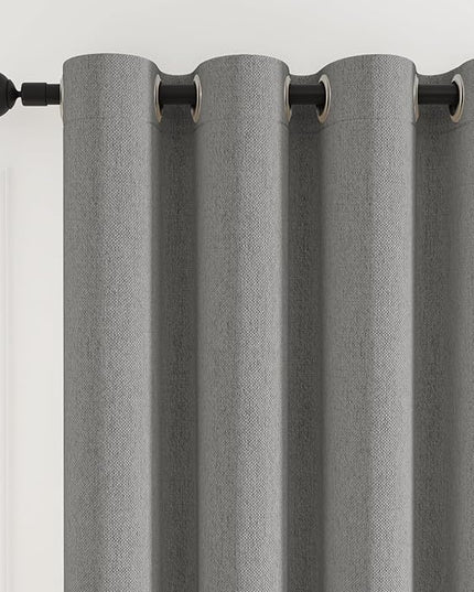 100% Blackout Curtains Thick Soft Curtain 2 Panels Set for Small Bedrooms/Children's Rooms, Linen-Look Textured Full Light Blocking Room Darkening Thermal Insulated Drapes (W52xL54, Grey)