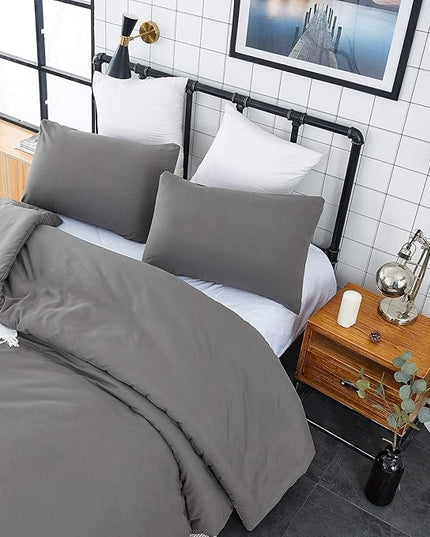 Houseri Dark Grey California King Comforter Set 3 Pieces Solid Gray Bedding Sets Cal King Men Women Comfy Fluffy Plain Grey Comforters Soft Lightweight Deep Gray All Grey Bed Quilts Blankets Cal King