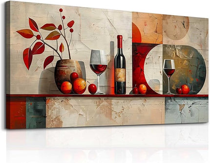 ERQINHUA Wall Art For Kitchen Wall Decor For Living Room Dining Room Decorations Wine Glass Mural Still Life Abstract Pictures Artwork bar Posters Home Decor Wall Painting Ready To Hang 20"x40"