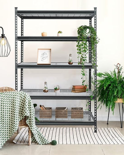 WORKPRO 5-Tier Metal Storage Shelving Unit, 48”W x 24”D x 72”H, Adjustable Storage Rack Heavy Duty Shelf, 4000 lbs Load Capacity (Total), for Garage, Kitchen, Bathroom, Warehouse, Black/Sliver