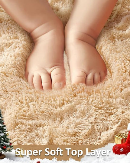 Ophanie 2x8 Runner Rug for Hallway, Upgrade Non-Slip Fluffy Soft Bedside Rugs, Bedroom Living Room Beige Shaggy Carpet for Kids Girls Boys Dorm Nursery Home Decor Aesthetic
