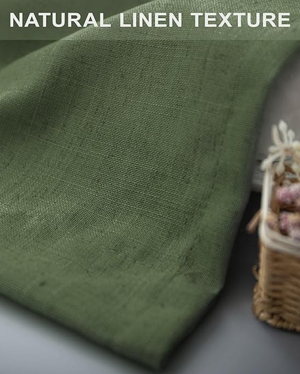 Pitalk Olive Green Curtains 102 Inch Length for Living Room 2 Panels Back Tab Pocket Linen Sheer Semi Light Weight Breathable Airy Flowy Loden Green Boho Curtain for Bedroom Bay Window 8.5 FT Long