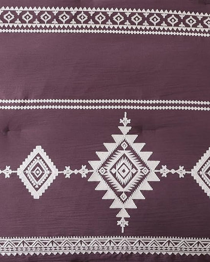 MaiRêve Embroidery King Size Comforter Set Purple, Boho Farmhouse Western Bedding Set 7 Pieces, All Season Bed in A Bag Comforter Set with Sheets, Pillowcases & Shams