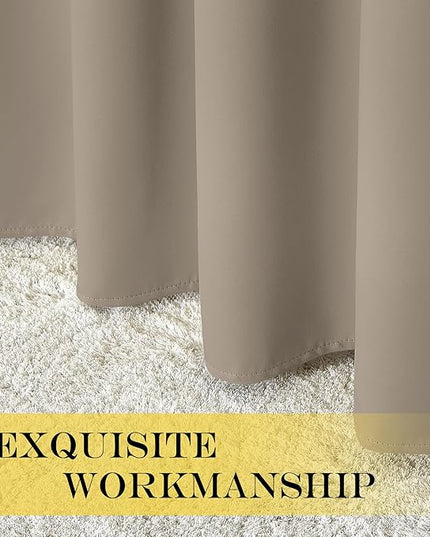 NICETOWN Blackout Short Curtain 63 inches Long for Windows, Thermal Insulated Curtain Grommet Room Darkening Window Treatment for Bedroom/Living Room, 1 Panel, W46 x L63, Taupe